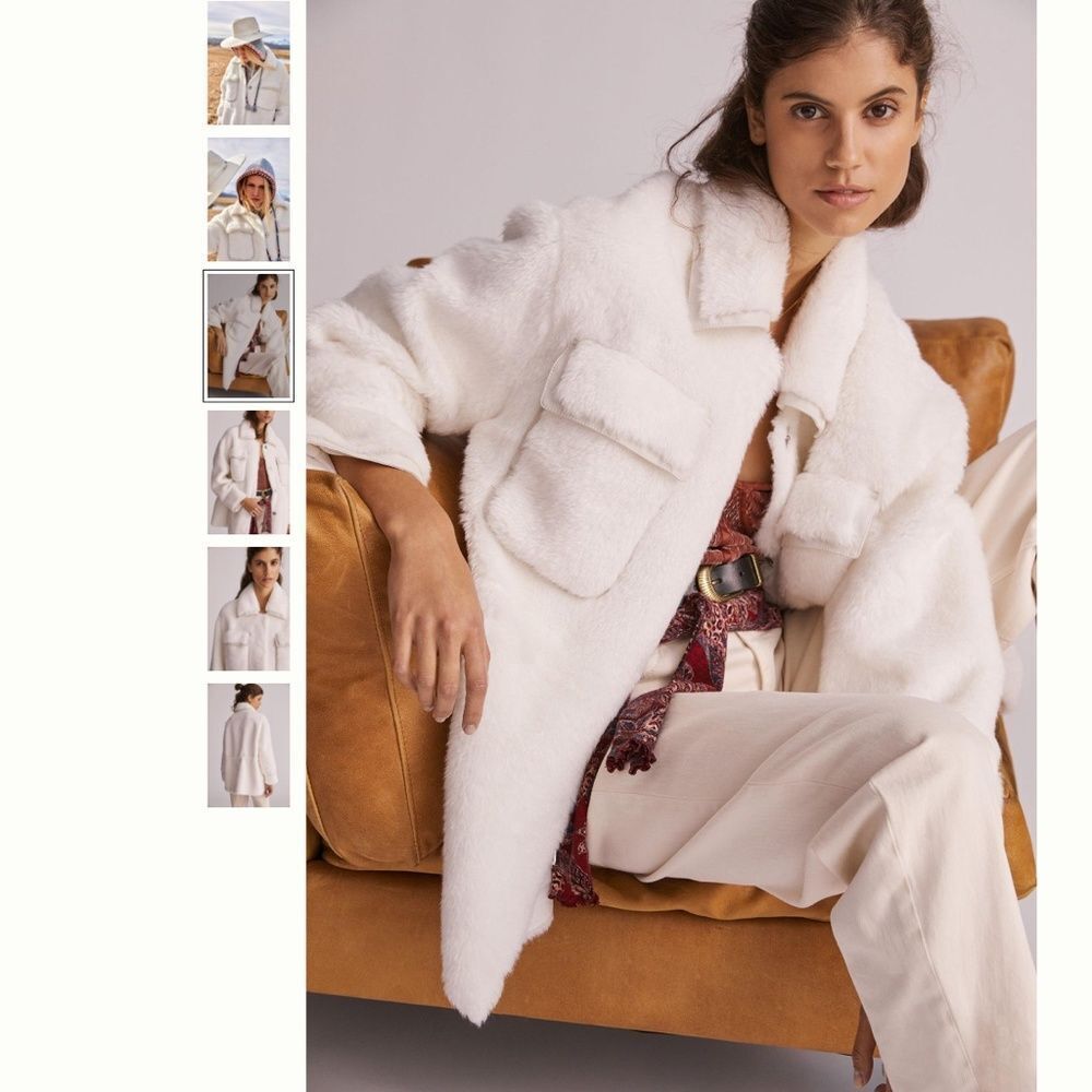 Anthropologie Maeve Cinched Faux Fur Coat